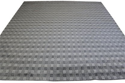 Modern Block Line Design Wool Hand Knotted Rug 8.0x8.8  -w2127