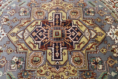 Tribal Indo Heriz Wool Hand Knotted Rug 7.10x7.10  -w20273