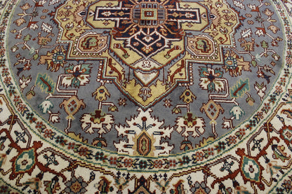Tribal Indo Heriz Wool Hand Knotted Rug 7.10x7.10  -w20273