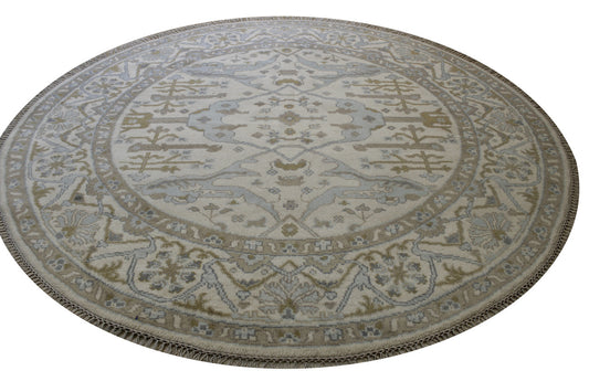 Oushak Indo Zigler Wool Hand Knotted Rug 7.9x7.9  -w20339