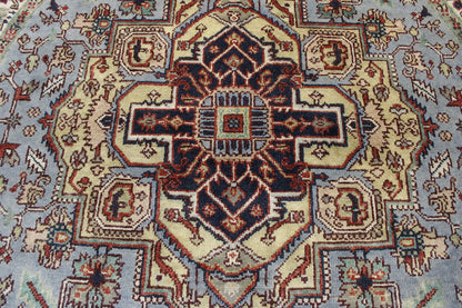 Tribal Indo Heriz Wool Hand Knotted Rug 7.10x7.10  -w20325