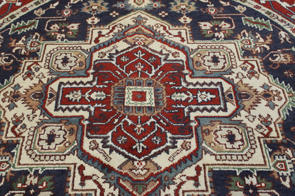 Tribal Indo Heriz Wool Hand Knotted Rug 7.7x7.7  -w20275