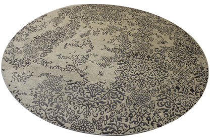 Transitional Abstract Broken Design Wool/silk Hand Knotted Rug 8.0x8.0  -w2028