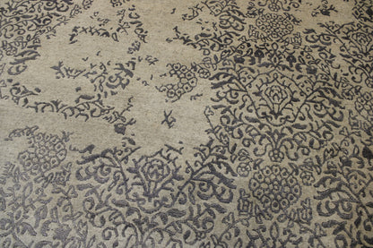 Transitional Abstract Broken Design Wool/silk Hand Knotted Rug 8.0x8.0  -w2028