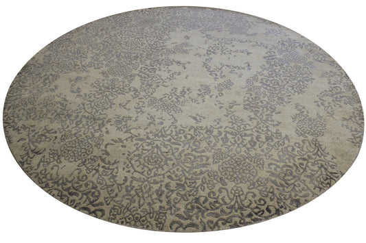 Transitional Abstract Broken Design Wool/silk Hand Knotted Rug 8.0x8.0  -w2028