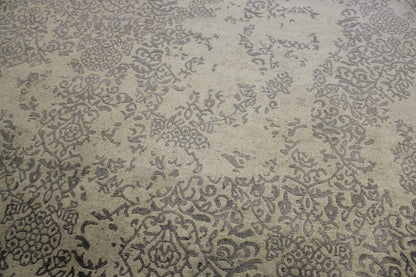 Transitional Abstract Broken Design Wool/silk Hand Knotted Rug 8.0x8.0  -w2028