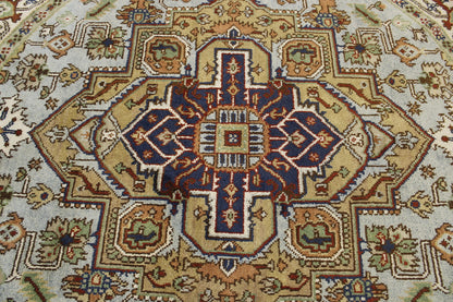 Tribal Indo Heriz Wool Hand Knotted Rug 7.11x7.11  -w20272
