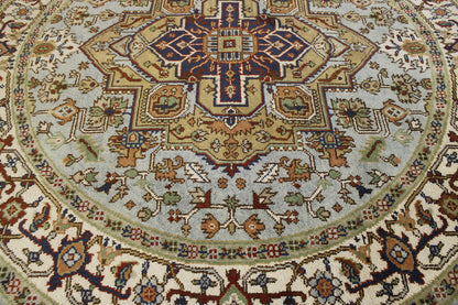 Tribal Indo Heriz Wool Hand Knotted Rug 7.11x7.11  -w20272