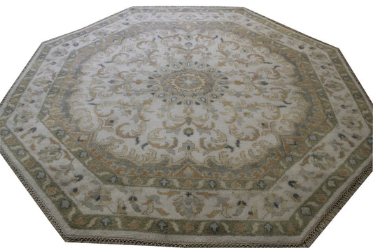 Oushak Indo Zigler Wool Hand Knotted Rug 7.8x7.8  -w20337