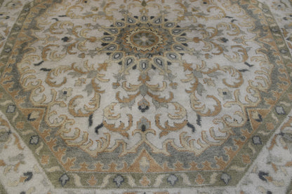 Oushak Indo Zigler Wool Hand Knotted Rug 7.8x7.8  -w20337