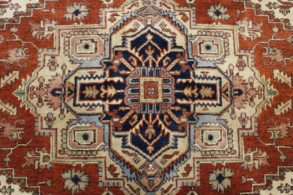 Tribal Indo Heriz Wool Hand Knotted Rug 6.0x6.0  -w20095