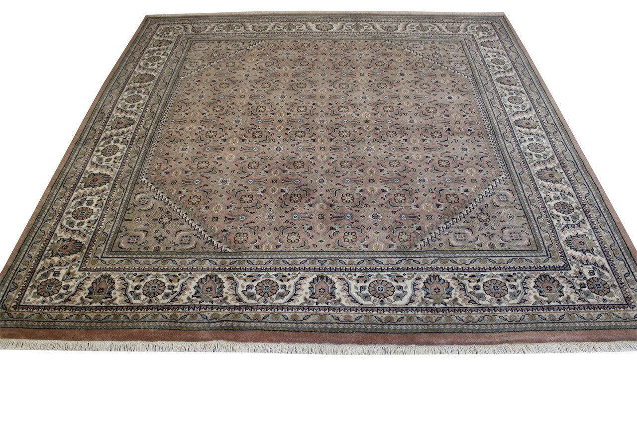 Traditional Indo Mir Wool Hand Knotted Rug 6.9x6.9  -w2228