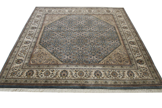 Traditional Indo Mir Wool Hand Knotted Rug 6.6x6.6  -w2225