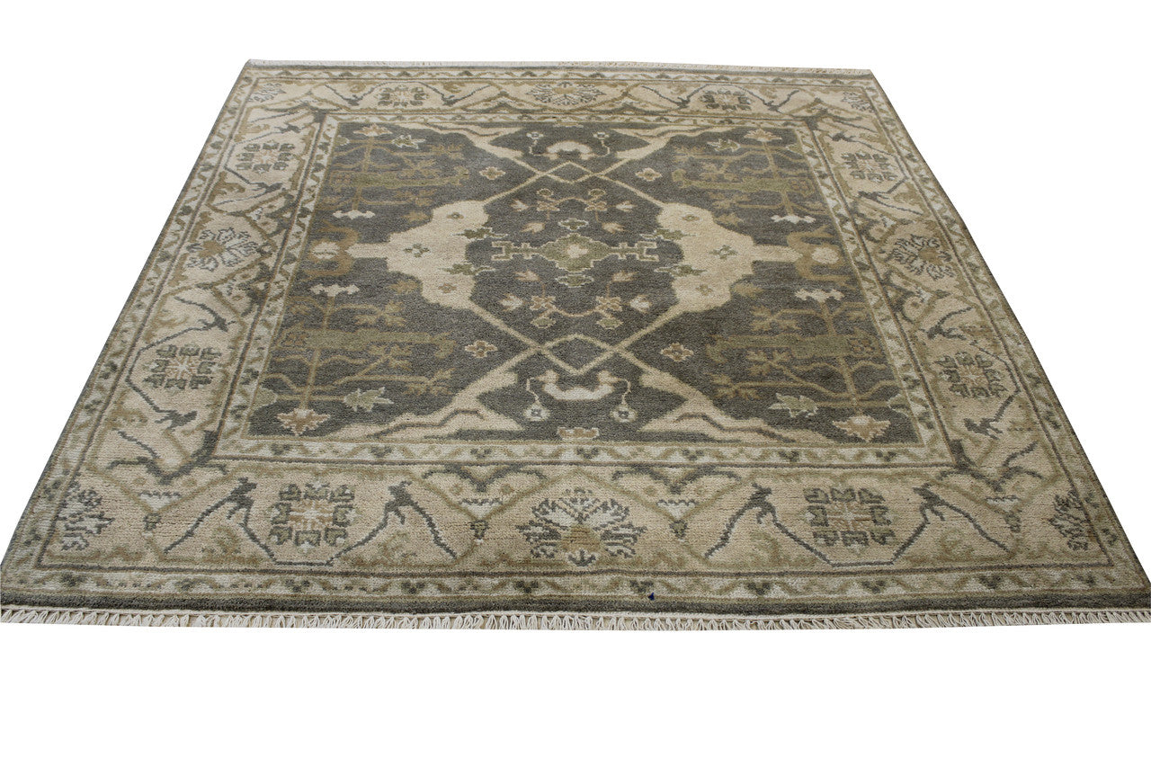 Oushak Indo Zigler Wool Hand Knotted Rug 5.8x5.11  -w20349