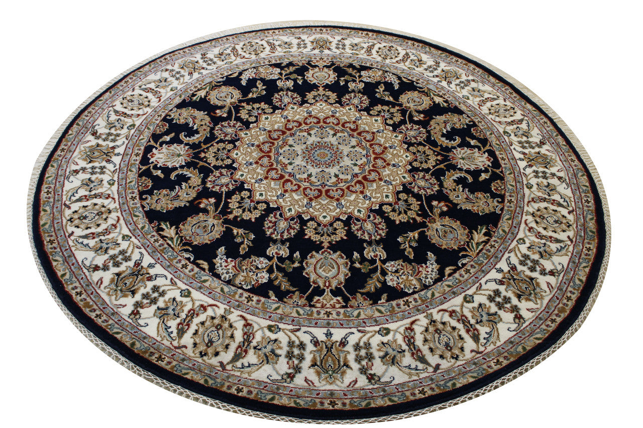 Traditional Indo Nain Wool Hand Knotted Rug 6.1x6.1  -w2344