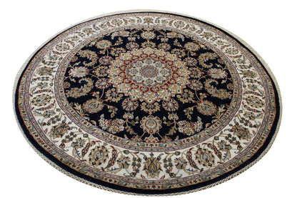 Traditional Indo Nain Wool Hand Knotted Rug 6.1x6.1  -w2344