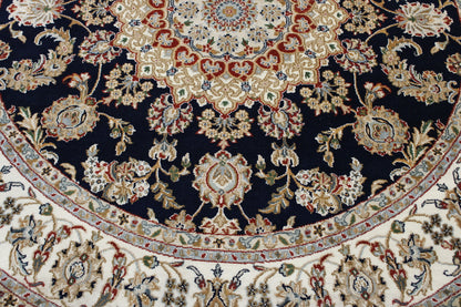 Traditional Indo Nain Wool Hand Knotted Rug 6.1x6.1  -w2344