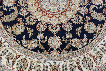 Traditional Indo Nain Wool Hand Knotted Rug 6.1x6.1  -w2344