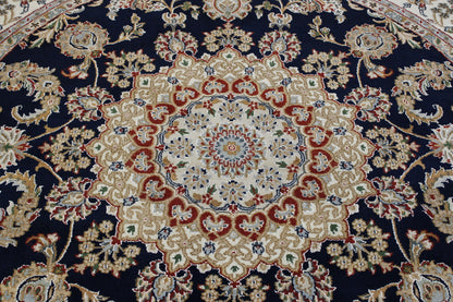 Traditional Indo Nain Wool Hand Knotted Rug 6.1x6.1  -w2344
