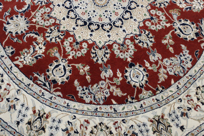 Traditional Indo Nain Wool Hand Knotted Rug 6.2x6.2  -w2345