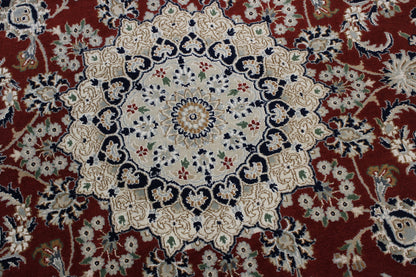 Traditional Indo Nain Wool Hand Knotted Rug 6.2x6.2  -w2345