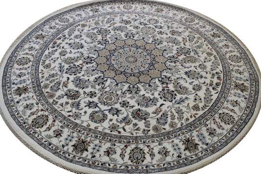 Traditional Indo Nain Wool Hand Knotted Rug 6.0x6.0  -w2346