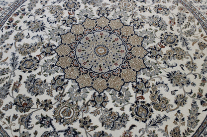 Traditional Indo Nain Wool Hand Knotted Rug 6.0x6.0  -w2346