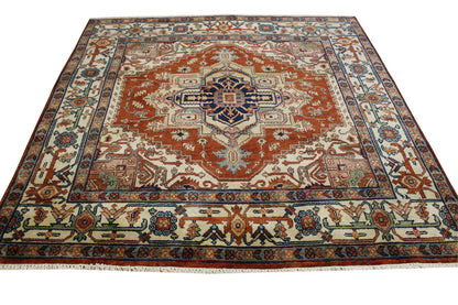 Tribal Indo Heriz Wool Hand Knotted Rug 6.0x6.0  -w20094