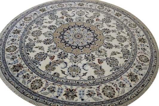 Traditional Indo Nain Wool Hand Knotted Rug 6.1x6.0  -w2347