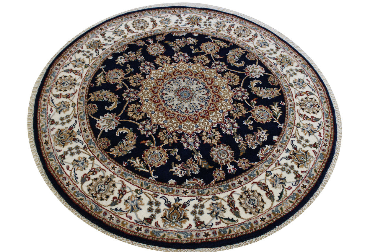 Traditional Indo Nain Wool Hand Knotted Rug 4.10x4.10  -w2348