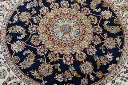 Traditional Indo Nain Wool Hand Knotted Rug 4.10x4.10  -w2348
