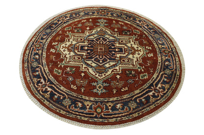 Tribal Indo Heriz Wool Hand Knotted Rug 4.10x4.10  -w20281