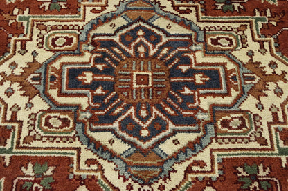 Tribal Indo Heriz Wool Hand Knotted Rug 4.10x4.10  -w20281