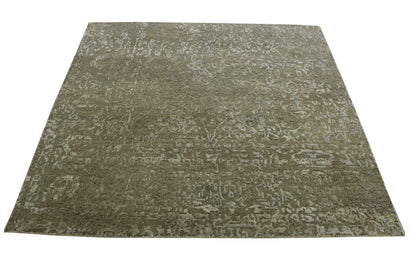 Transitional Abstract Broken Design Wool/silk Hand Knotted Rug 5.0x5.0  -w2029
