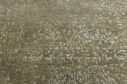 Transitional Abstract Broken Design Wool/silk Hand Knotted Rug 5.0x5.0  -w2029