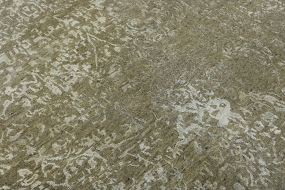 Transitional Abstract Broken Design Wool/silk Hand Knotted Rug 5.0x5.0  -w2029