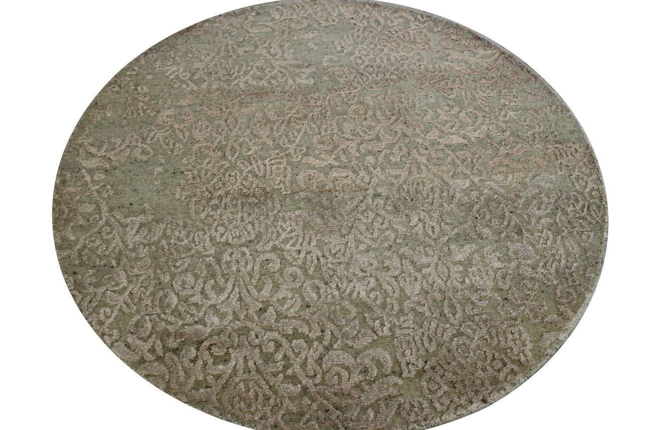 Modern Abstract Broken Design Wool/silk Hand Knotted Rug 4.0x4.0  -w2045