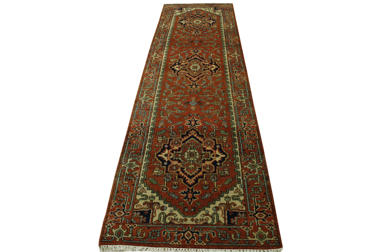 Tribal Heriz Wool Hand Knotted Rug 2.7x9.10 -w20071