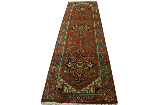 Tribal Heriz Wool Hand Knotted Rug 2.7x9.10 -w20071