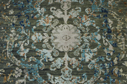 Transitional Abstract Broken Design Wool/silk Hand Knotted Rug 2.7x9.11 -w20161