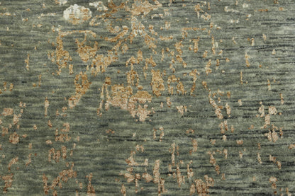 Transitional Abstract Broken Design Wool/silk Hand Knotted Rug 2.7x9.11 -w20161