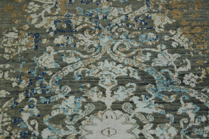 Transitional Abstract Broken Design Wool/silk Hand Knotted Rug 2.7x9.11 -w20161