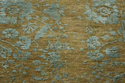 Transitional Abstract Broken Design Wool/silk Hand Knotted Rug 2.9x10.3 -w20163