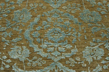 Transitional Abstract Broken Design Wool/silk Hand Knotted Rug 2.9x10.3 -w20163