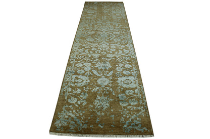 Transitional Abstract Broken Design Wool/silk Hand Knotted Rug 2.9x10.3 -w20163