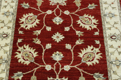 Traditional Indo Zigler Chobie Wool Hand Knotted Rug 2.8x10.2 -w20142