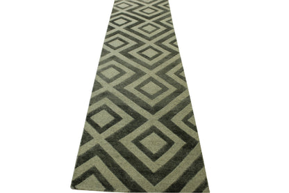 Modern Diamond Design Wool/silk Hand Knotted Rug 2.6x10.0 -w2040