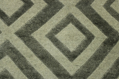 Modern Diamond Design Wool/silk Hand Knotted Rug 2.6x10.0 -w2040