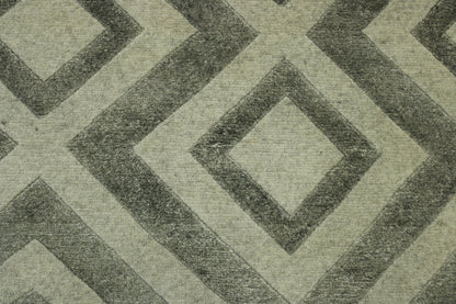 Modern Diamond Design Wool/silk Hand Knotted Rug 2.6x10.0 -w2040