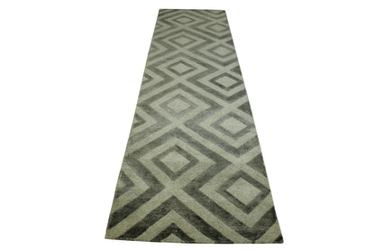 Modern Diamond Design Wool/silk Hand Knotted Rug 2.6x10.0 -w2040
